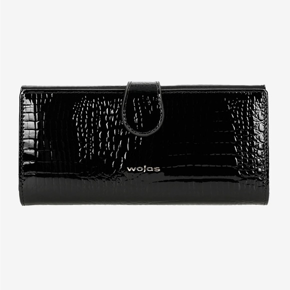 Wojas Accessories - Croc Patent Gloss Leather Tri Fold Wallet Wojas